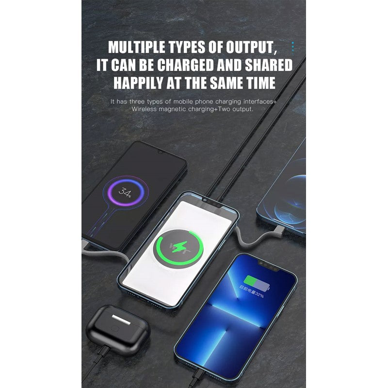 WST 6 In 1 Wireless Power Bank Docking Station (6 X 10,000 mAh), Aluminum + Abs Material,ith Built-in Cable (Lightning/Micro USB/Type C) WST 6 In 1 Wireless Power Bank Docking Station (6 X 10,000 mAh), Aluminum + Abs Material,ith Built-in Cable (Lightning/Micro USB/Type C)